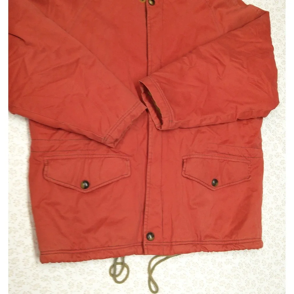 Vintage Unisex Med. Tom Tailor Duck Canvas Parka Jacket W/Hood Red/Orange Color - Picture 5 of 16